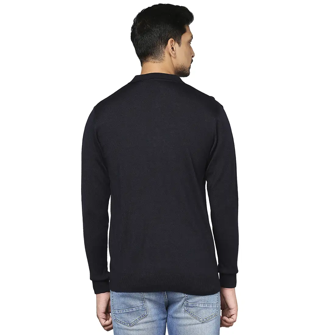 Men Grey Contemporary Fit Argyle Wool Blend Round Neck Collar Sweaters - Image 4