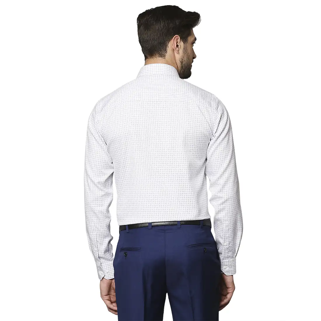 Men Grey Contemporary Fit Checks Cotton Full Sleeve Shirts - Image 4