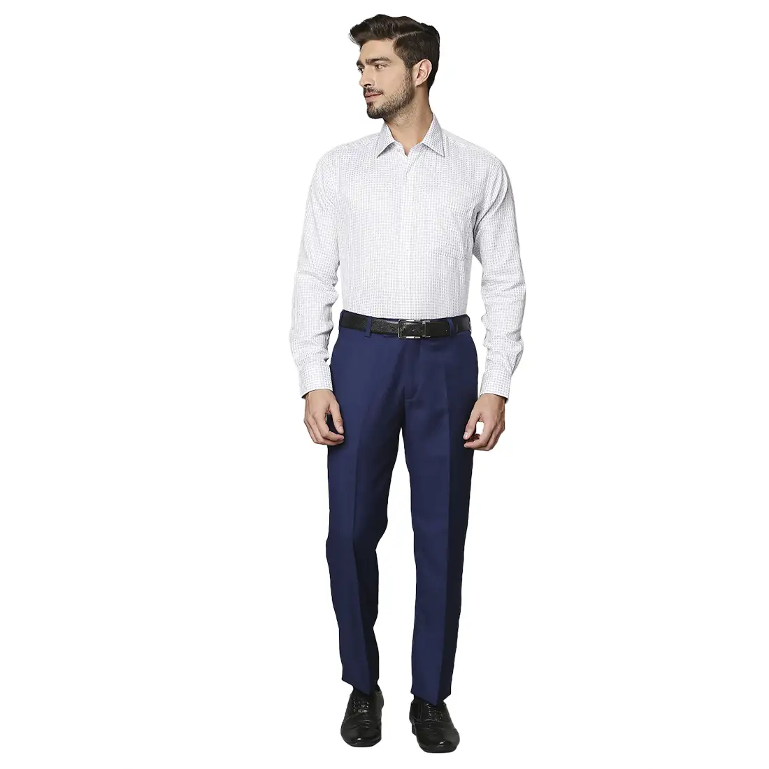 Men Grey Contemporary Fit Checks Cotton Full Sleeve Shirts - Image 5