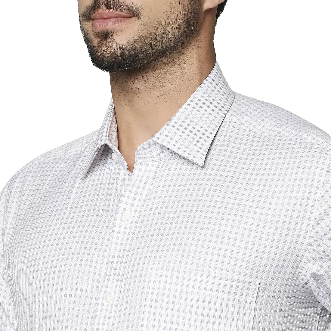 Men Grey Contemporary Fit Checks Cotton Full Sleeve Shirts - Image 6