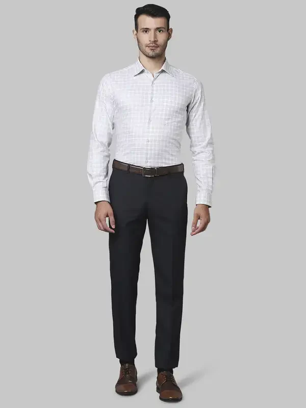 Men Grey Contemporary Fit Checks Cotton Shirts - Image 5