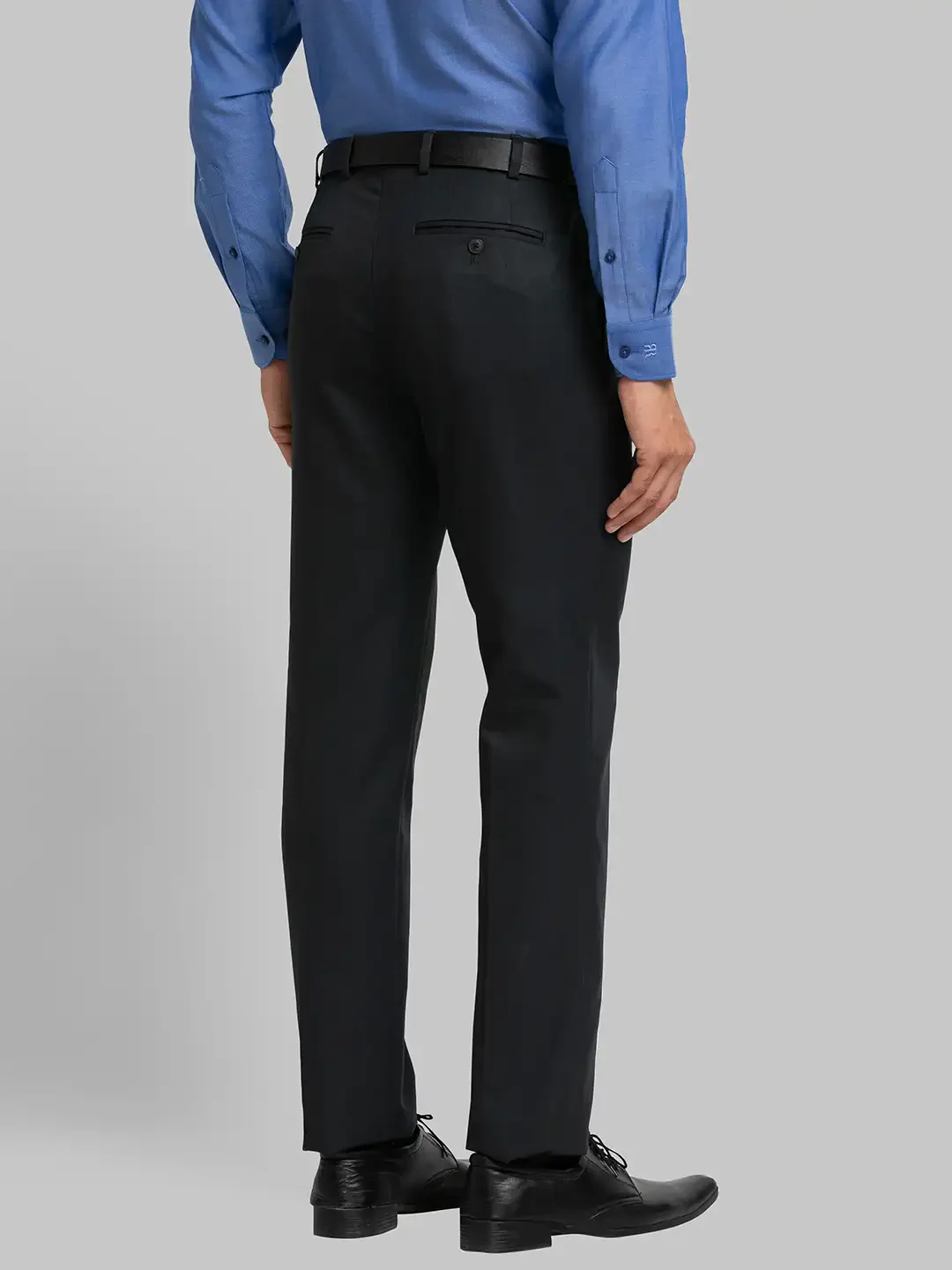 Men Grey Contemporary Fit Checks Polyester Blend Trouser - Image 4