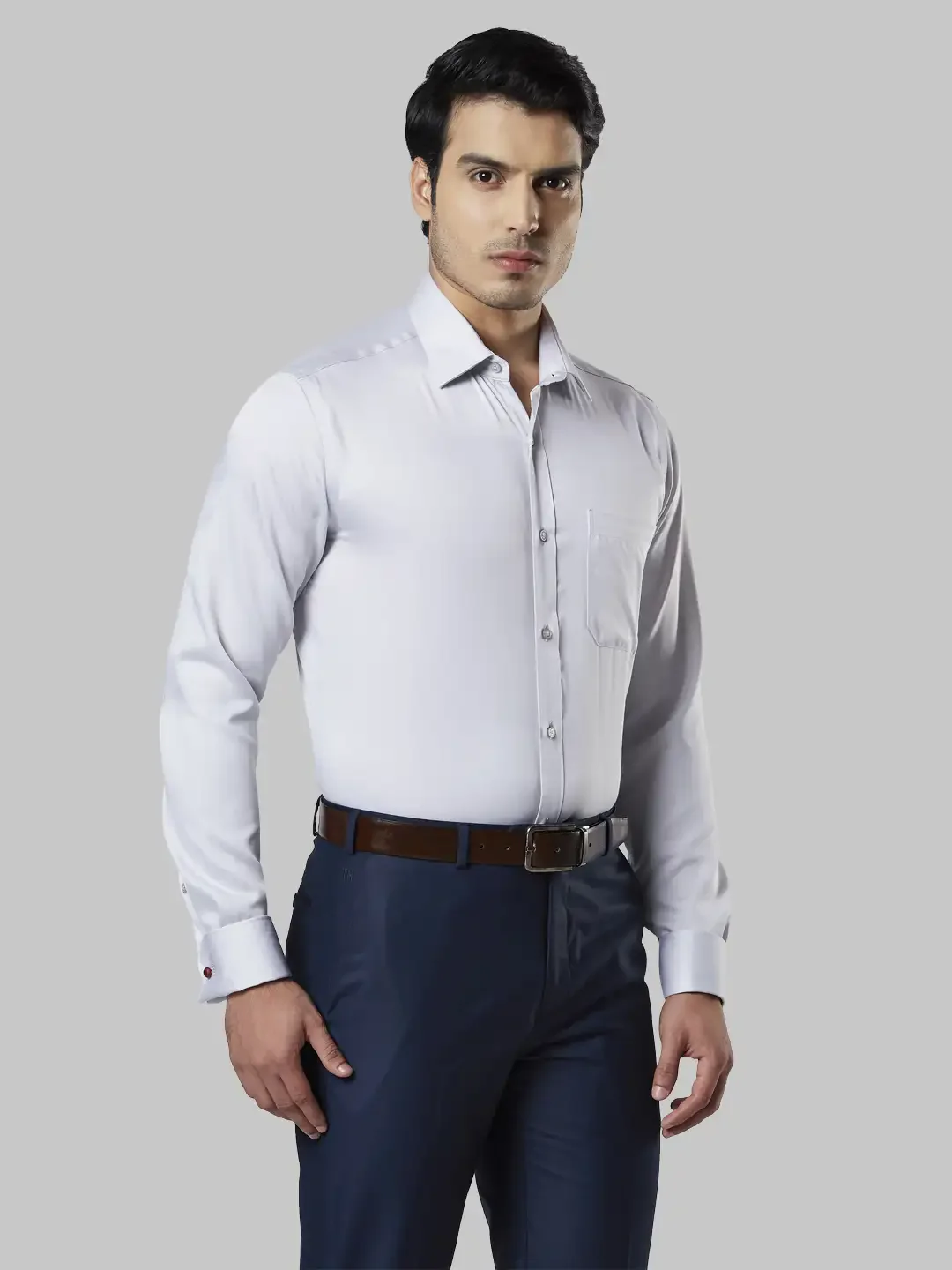 Men Grey Contemporary Fit Cotton Shirts - Image 2