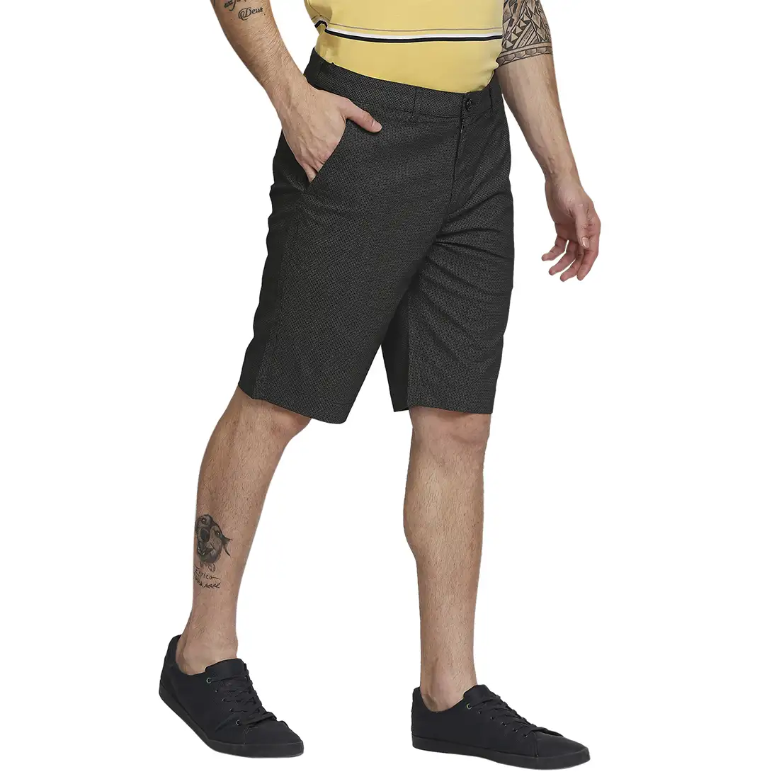 Men Grey Contemporary Fit Print Cotton Blend Shorts - Image 2