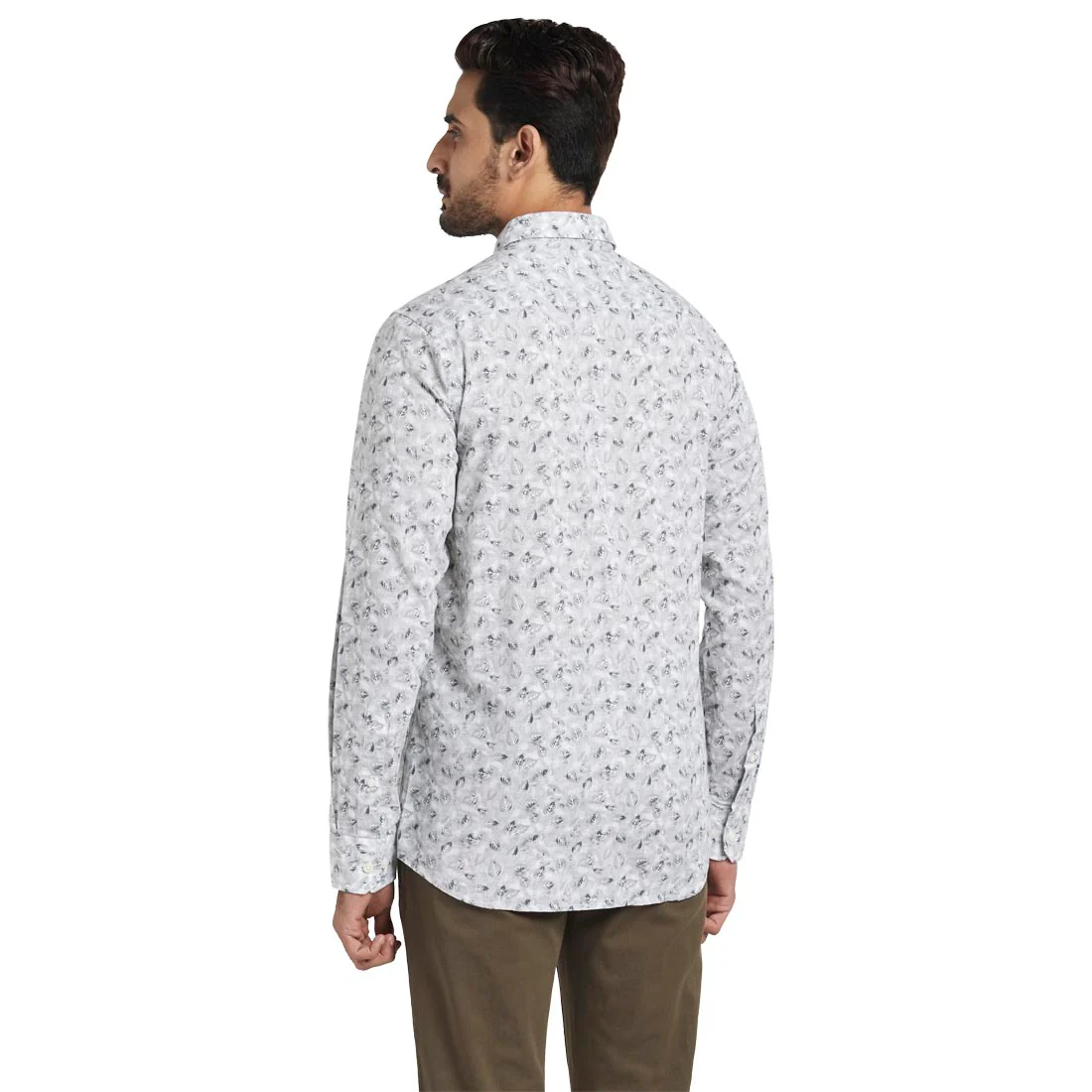 Men Grey Contemporary Fit Print Cotton Full Sleeve Shirts - Image 4