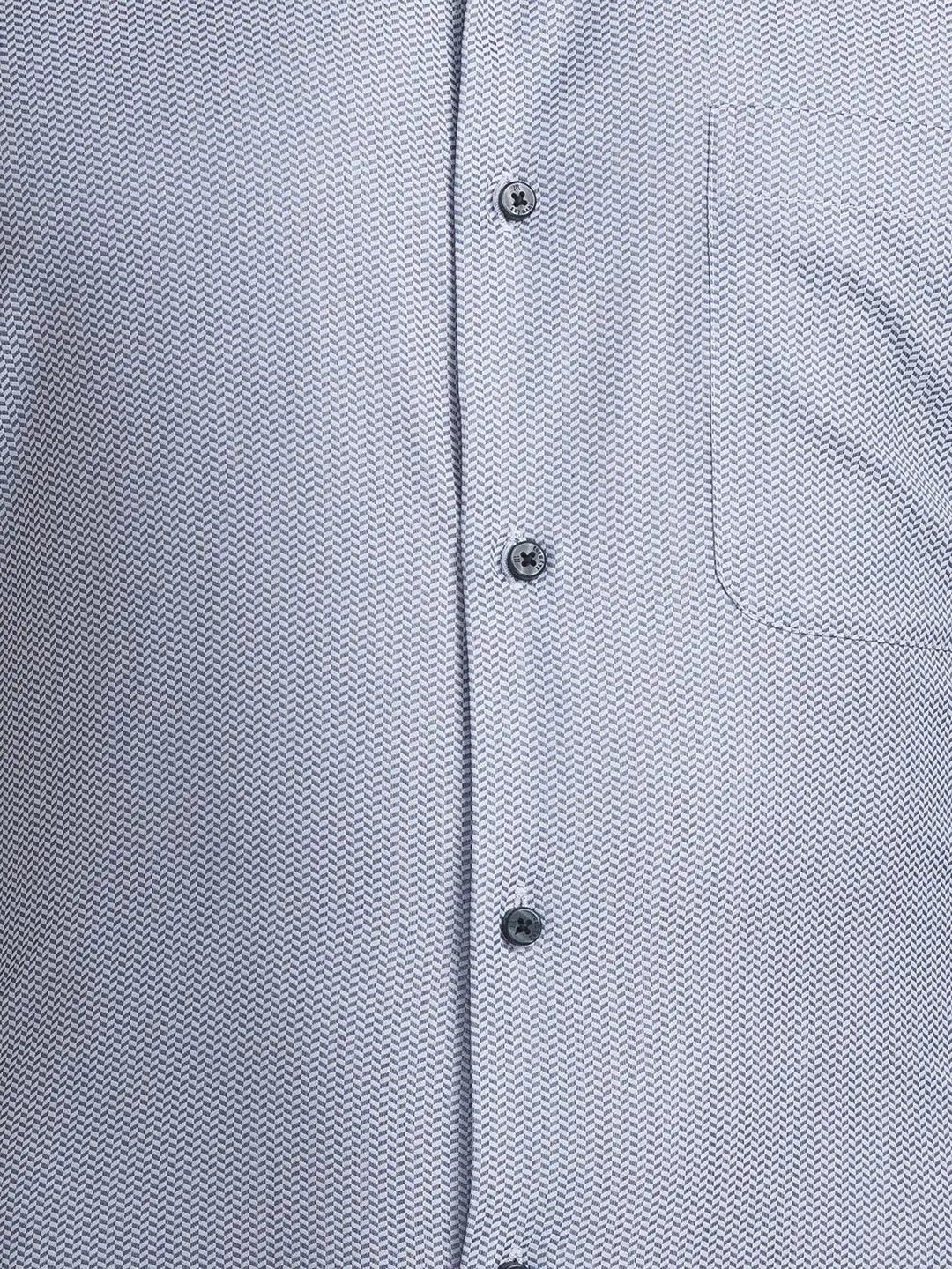 Men Grey Contemporary Fit Structure Cotton Cut Collar Shirts - Image 5