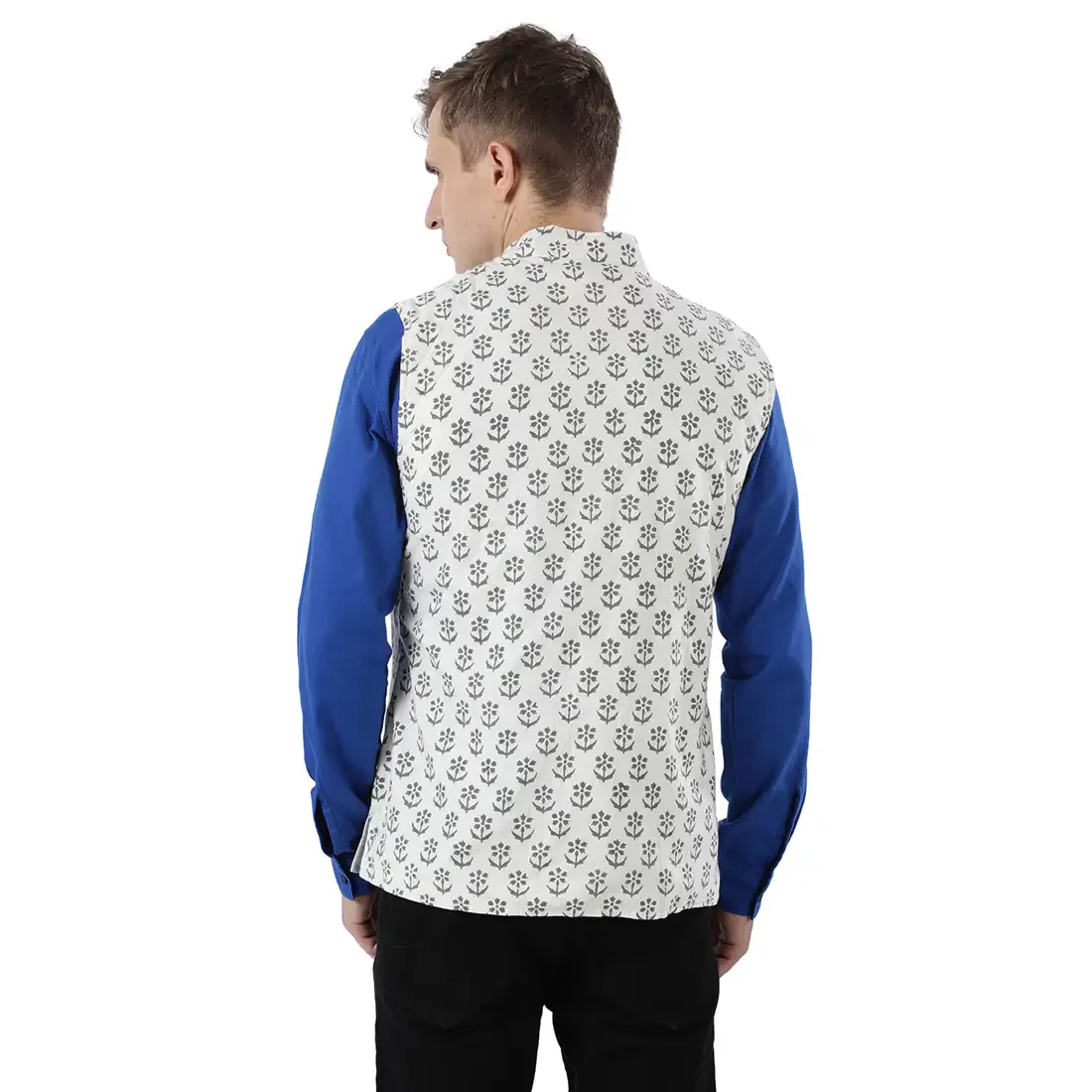 Men Grey Cotton Bundi - Image 4