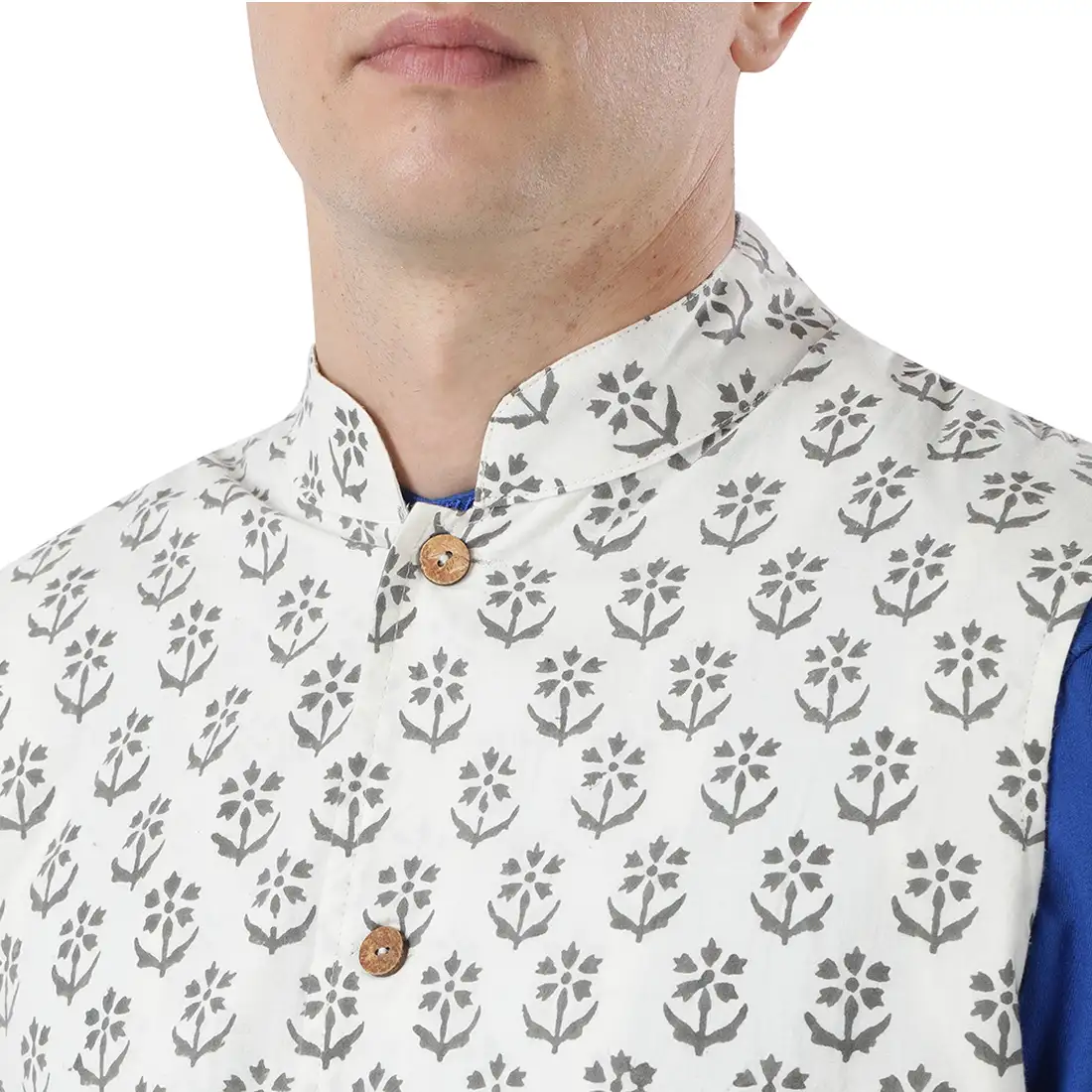 Men Grey Cotton Bundi - Image 6