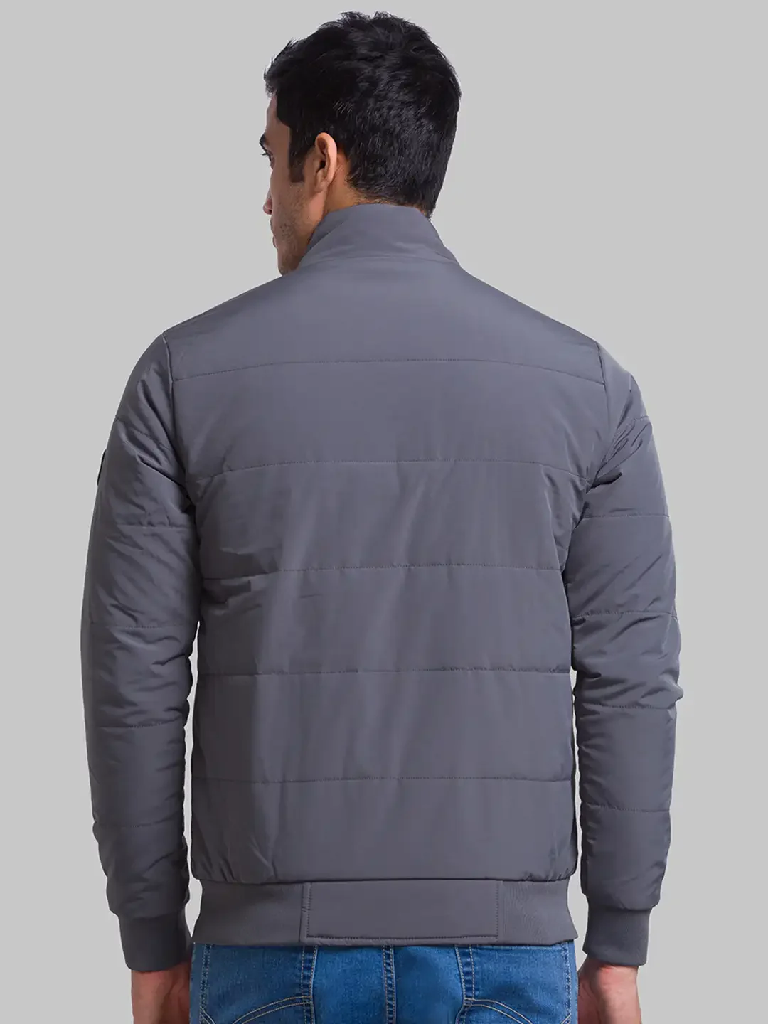 Men Grey Jacquard Polyester Full Sleeve Jackets - Image 4