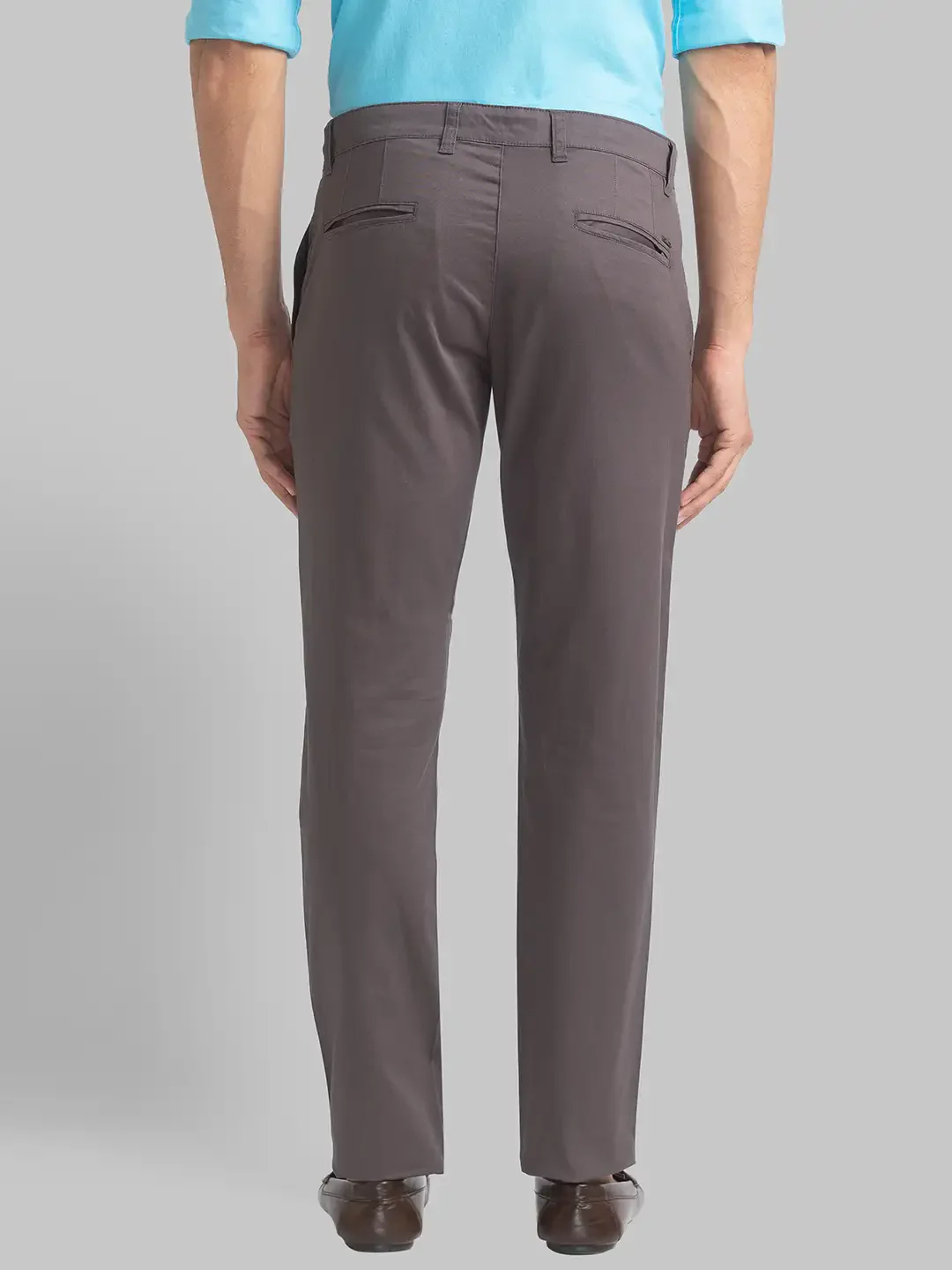 Men Grey Lrt Fit Dobby Cotton Blend Trouser - Image 4