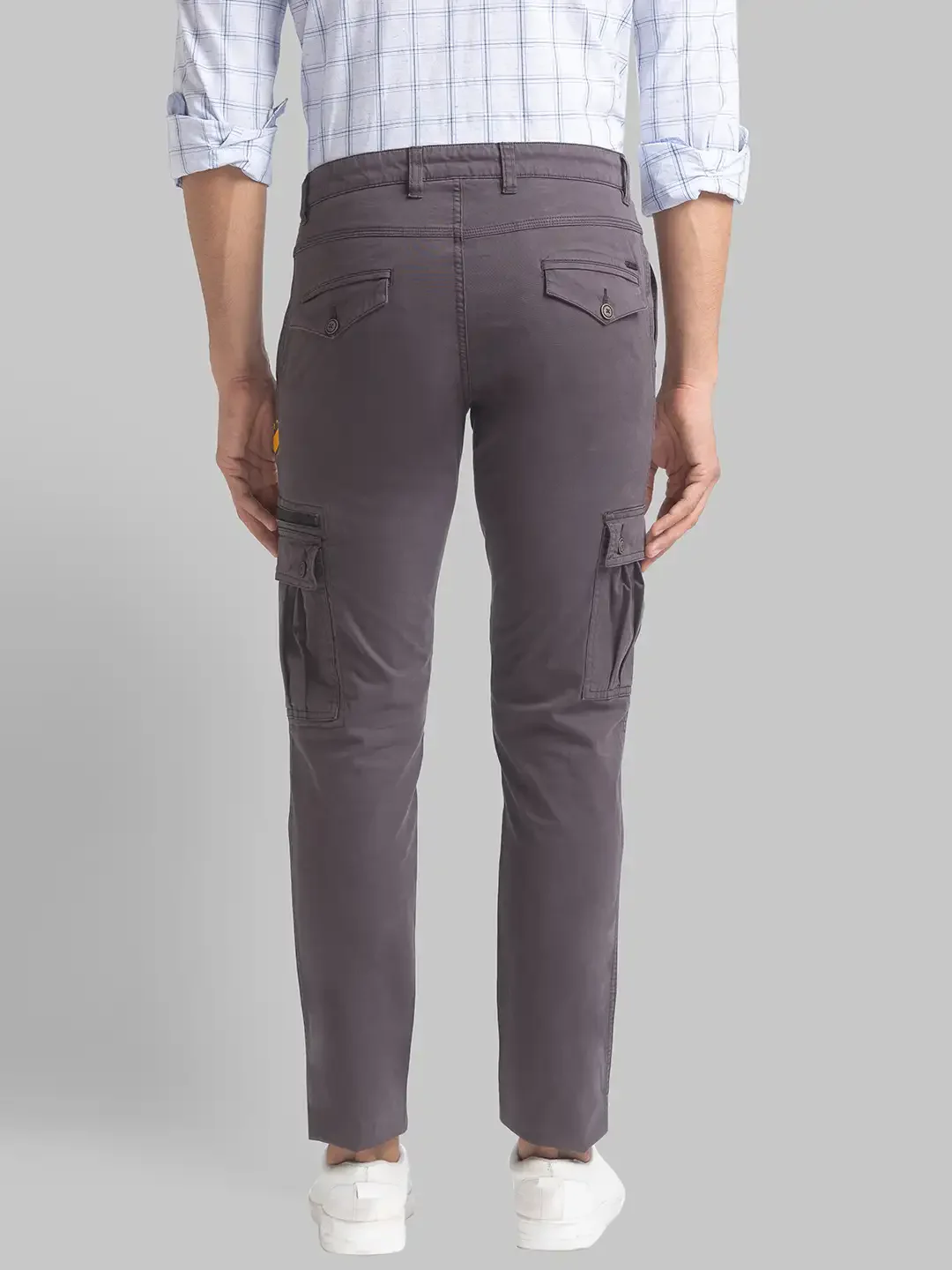 Men Grey Lrt Fit Rfd Cotton Blend Trouser - Image 4