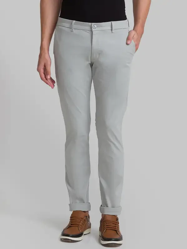 Men Grey Lrt Fit Rfd Cotton Blend Trouser