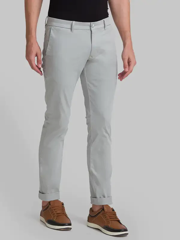 Men Grey Lrt Fit Rfd Cotton Blend Trouser - Image 2