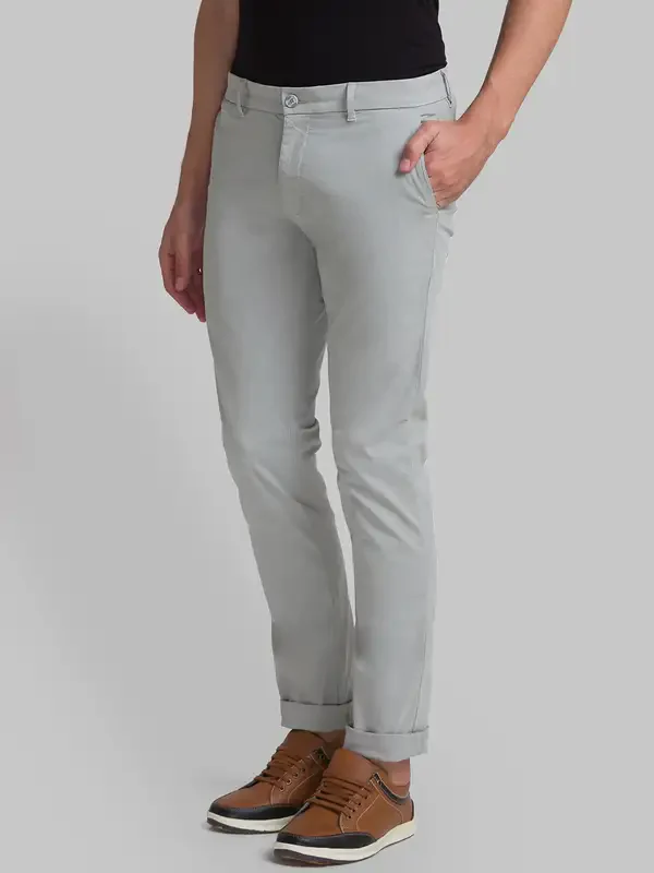 Men Grey Lrt Fit Rfd Cotton Blend Trouser - Image 3