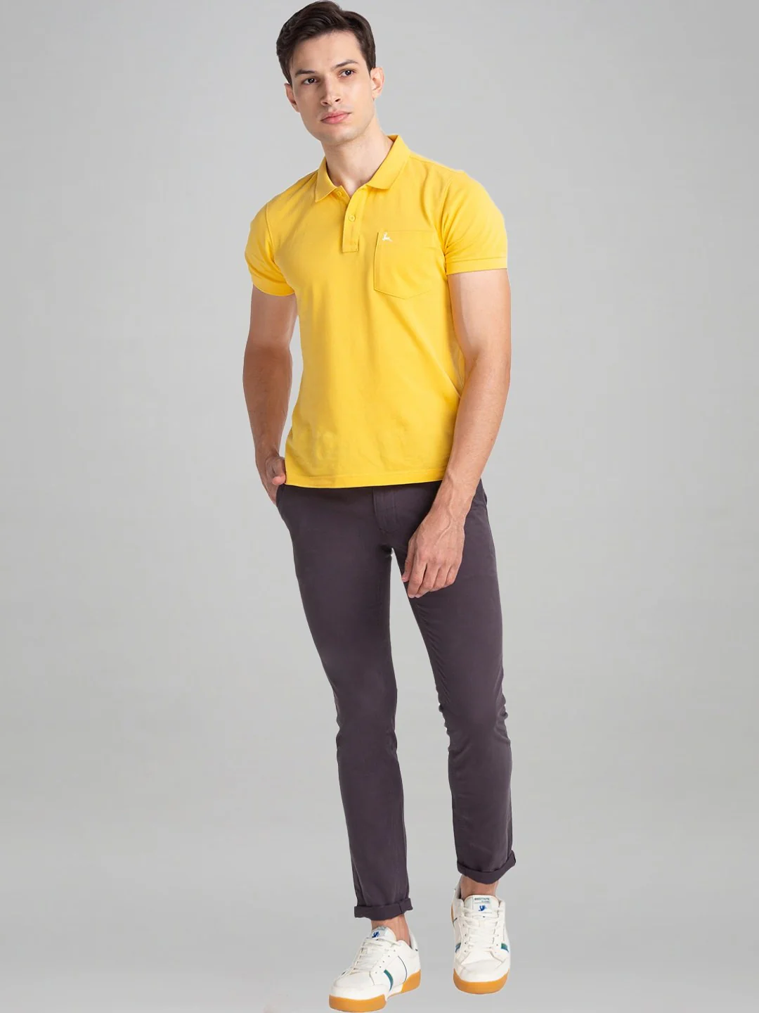 Men Grey Lrt Fit Rfd Cotton Blend Trouser - Image 2