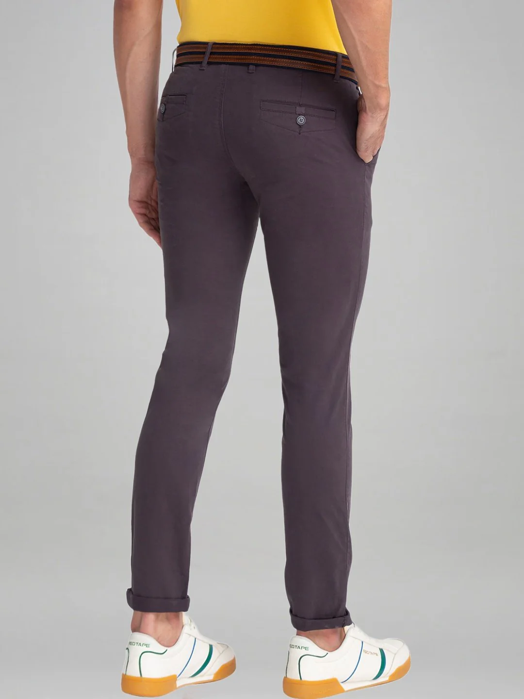 Men Grey Lrt Fit Rfd Cotton Blend Trouser - Image 3