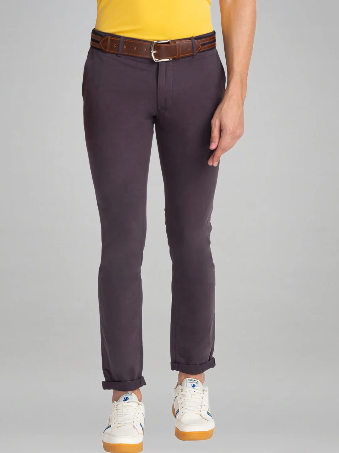 Men Grey Lrt Fit Rfd Cotton Blend Trouser - Image 4