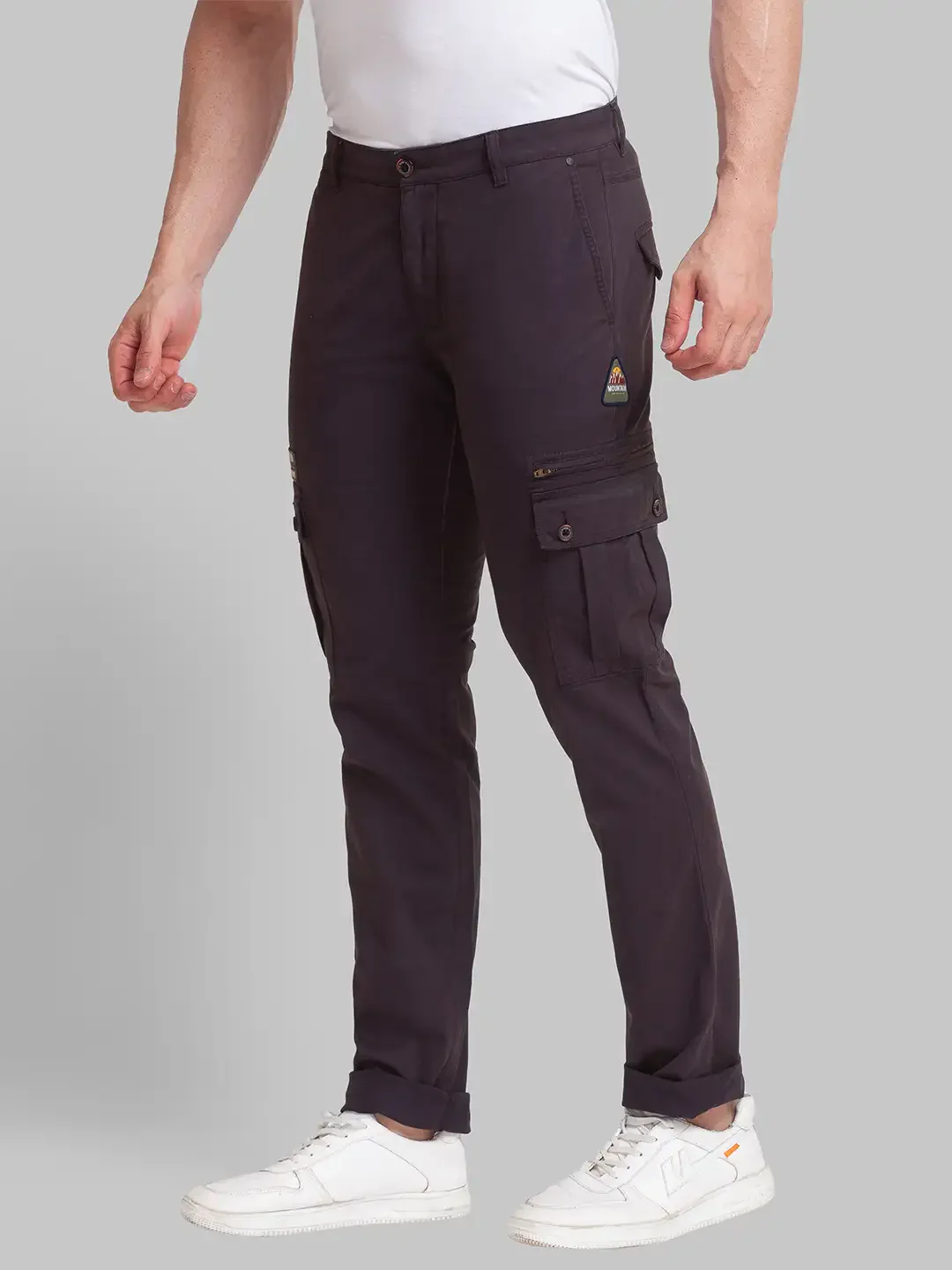 Men Grey Lrt Fit Solid Cotton Blend Trouser - Image 3