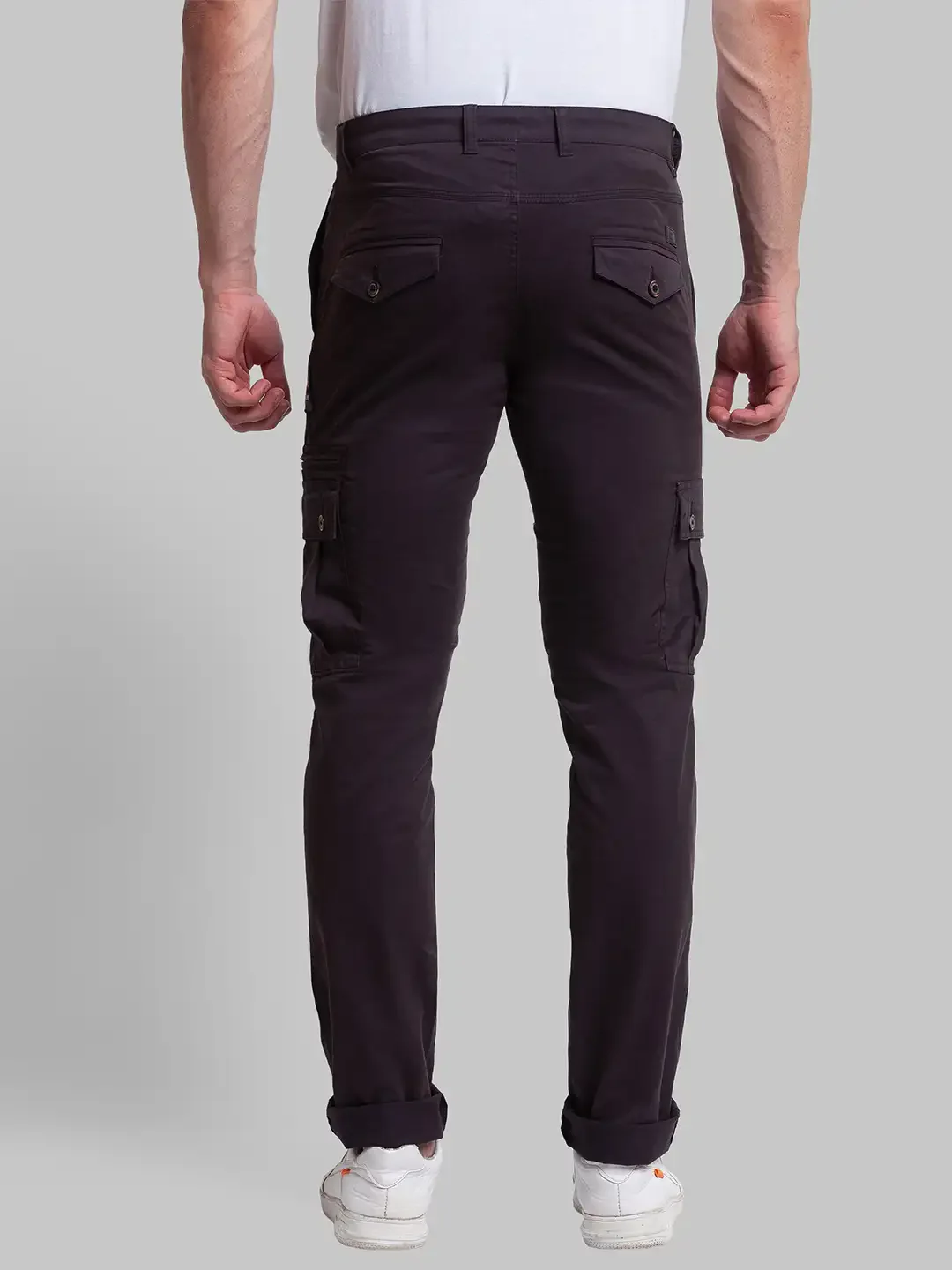 Men Grey Lrt Fit Solid Cotton Blend Trouser - Image 4