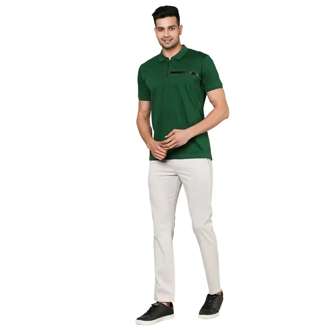 Men Grey Neo Classic Fit Print Cotton Blend Trouser - Image 5