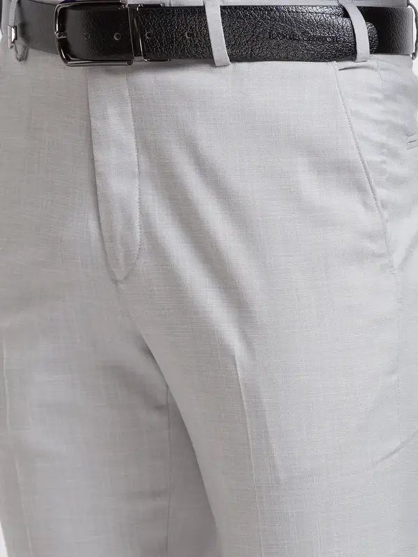 Men Grey Neo Classic Fit Solid Polyester Blend Trouser - Image 6
