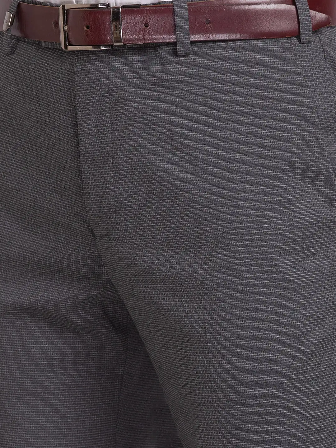 Men Grey Neo Classic Fit Structure Polyester Blend Trouser - Image 6