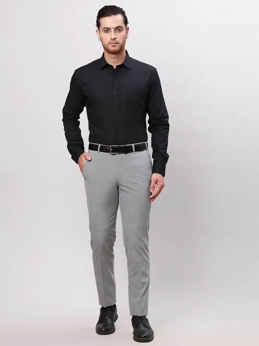 Men Grey Neo Fit Twill Polyester Blend Trouser - Image 5