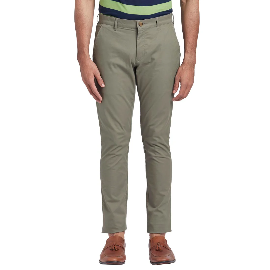 Men Grey Nuvo Fit Solid Cotton Blend Trouser