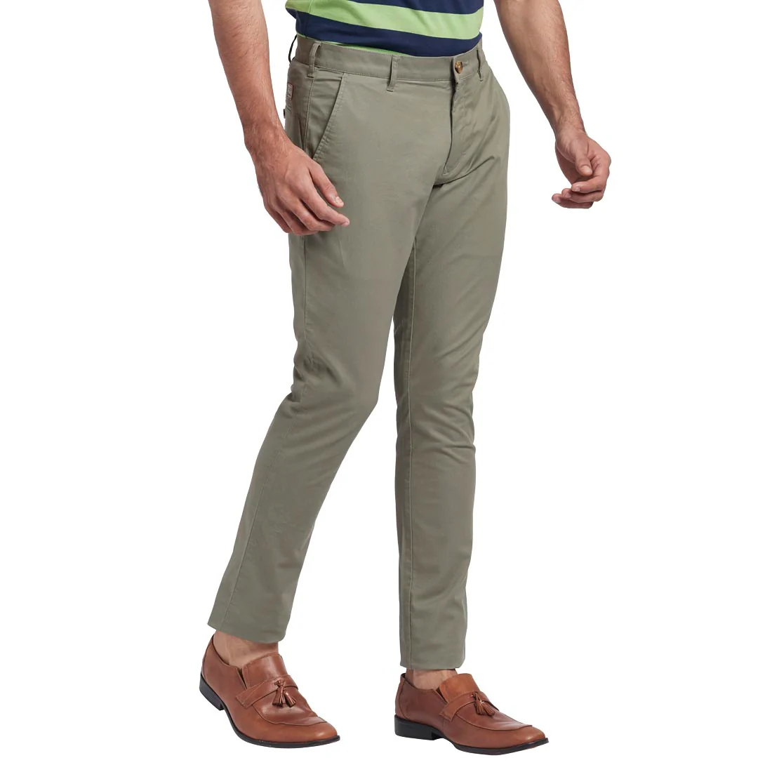 Men Grey Nuvo Fit Solid Cotton Blend Trouser - Image 2
