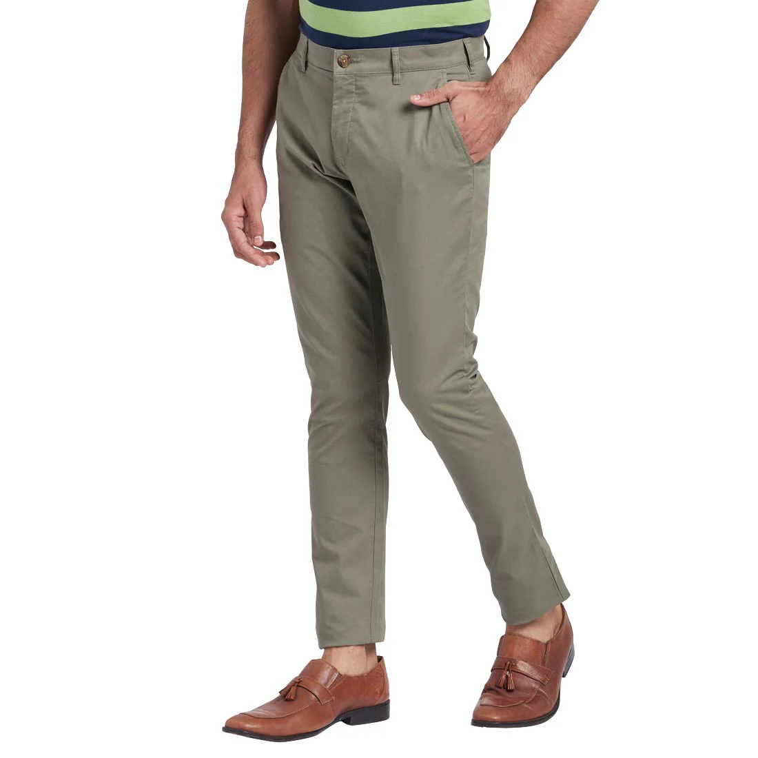 Men Grey Nuvo Fit Solid Cotton Blend Trouser - Image 3