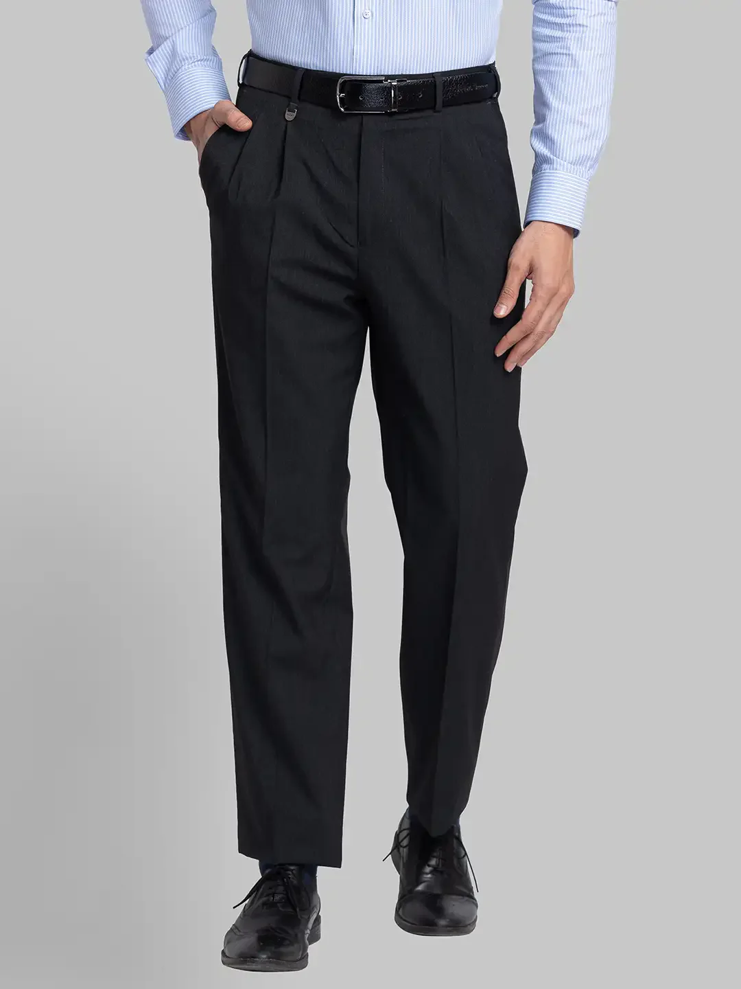 Men Grey Pick-A-Pick Polyester Blend Trouser