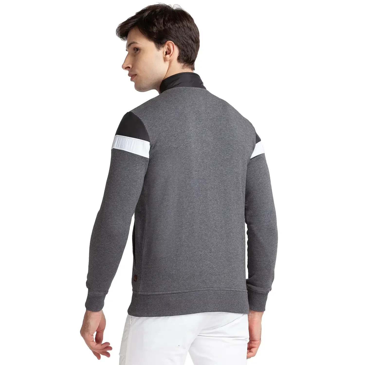 Men Grey Regular Fit Cut & Sew Cotton Polyester Blend Sweatshirts - Image 4
