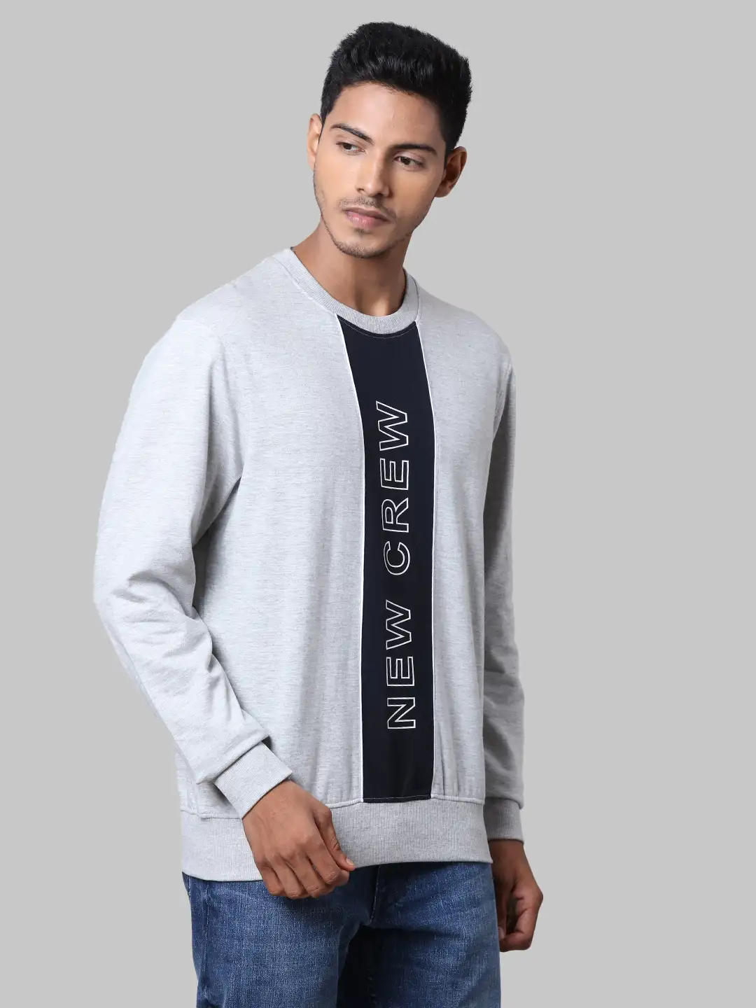 Men Grey Regular Fit Graphic Cotton Polyester Blend Sweatshirts - Image 2