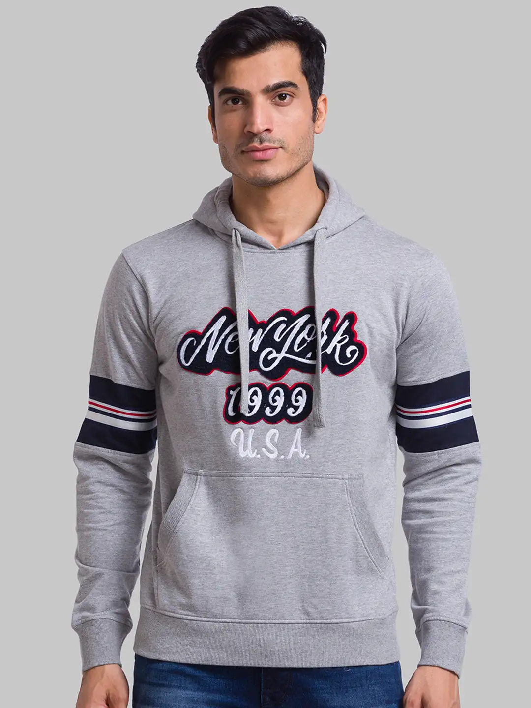 Parx Men Grey Regular Fit Graphic Cotton Polyester Blend Sweatshirts