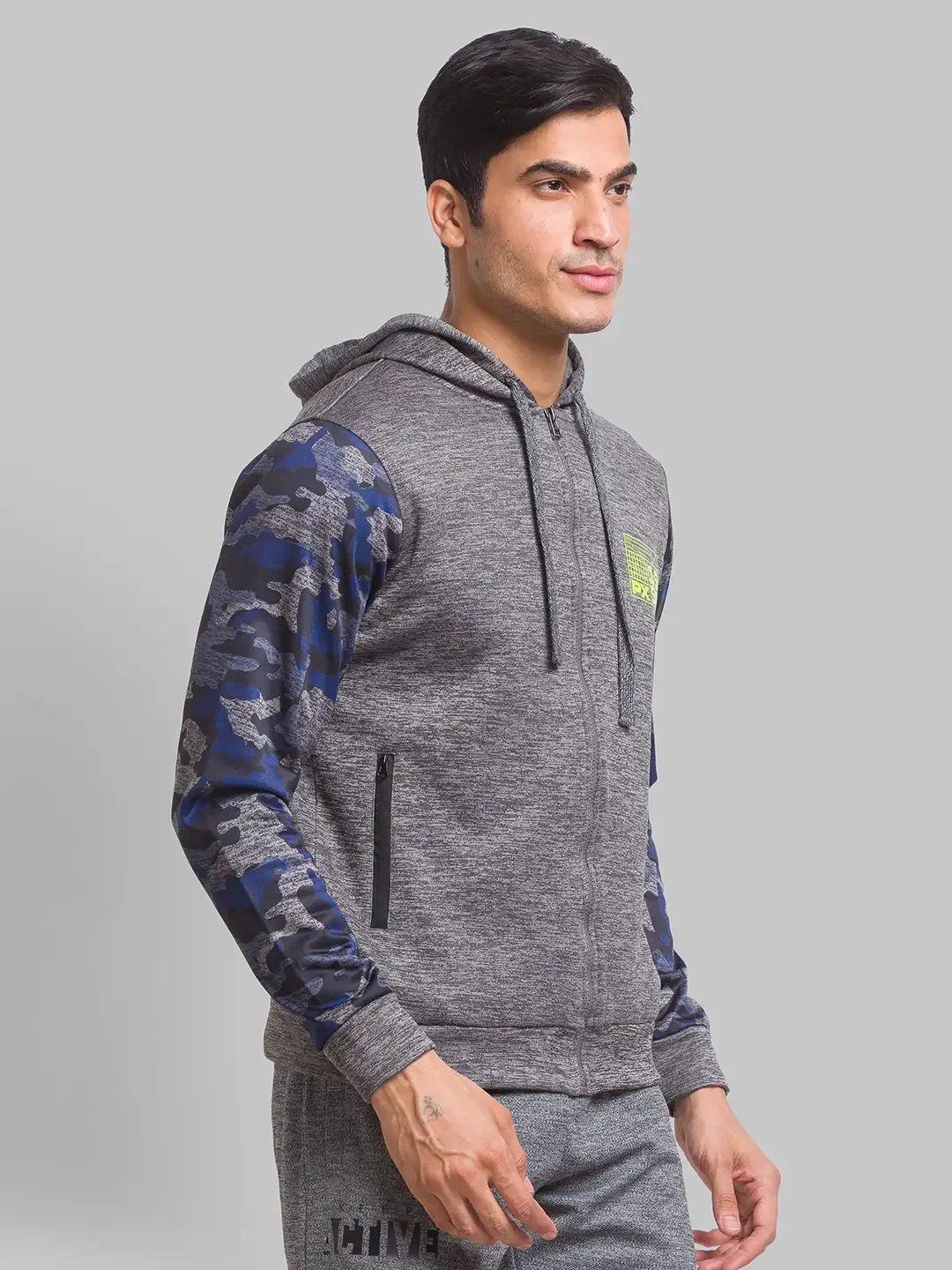 Men Grey Regular Fit Jacquard Cotton Polyester Blend Sweatshirts - Image 2