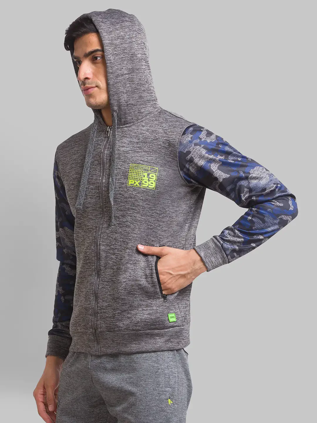 Men Grey Regular Fit Jacquard Cotton Polyester Blend Sweatshirts - Image 3