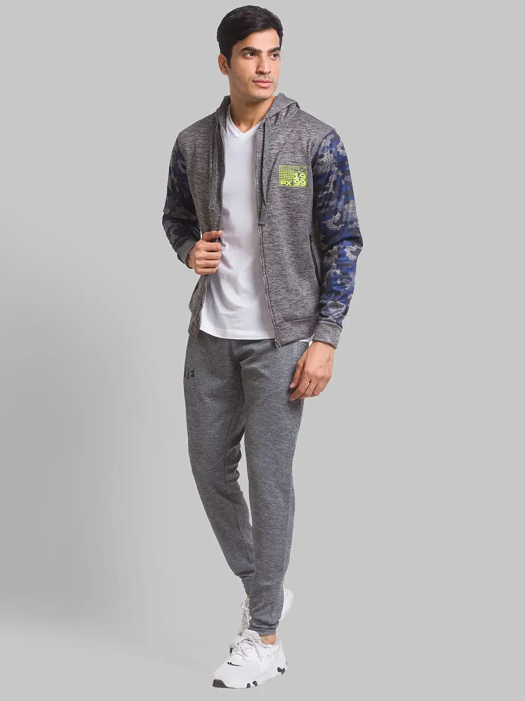 Men Grey Regular Fit Jacquard Cotton Polyester Blend Sweatshirts - Image 5
