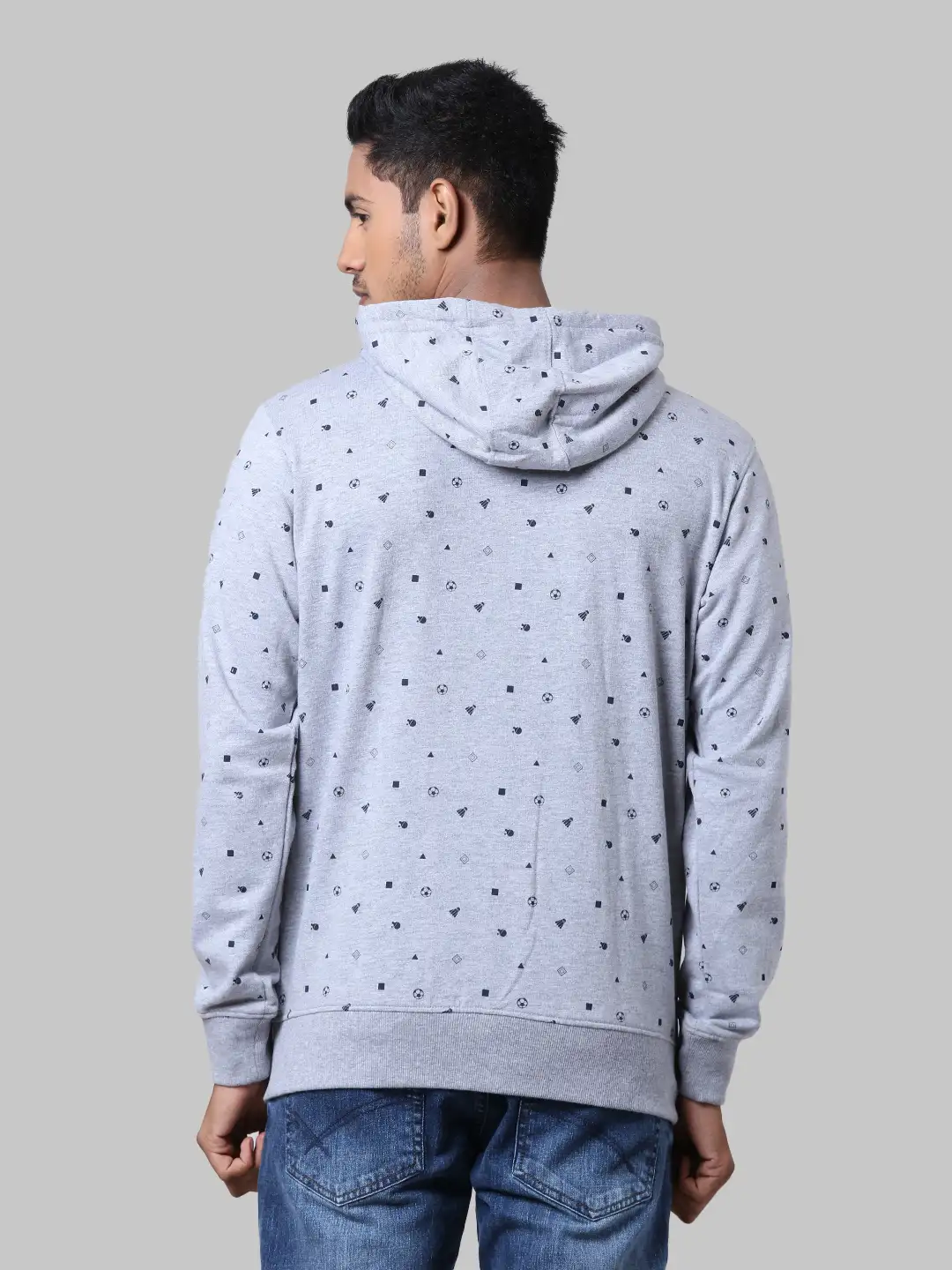 Men Grey Regular Fit Print Cotton Polyester Blend Sweatshirts - Image 4