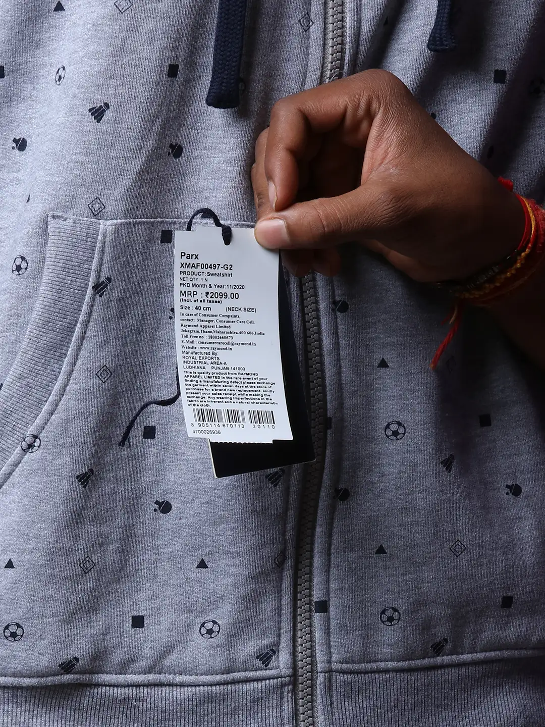 Men Grey Regular Fit Print Cotton Polyester Blend Sweatshirts - Image 9