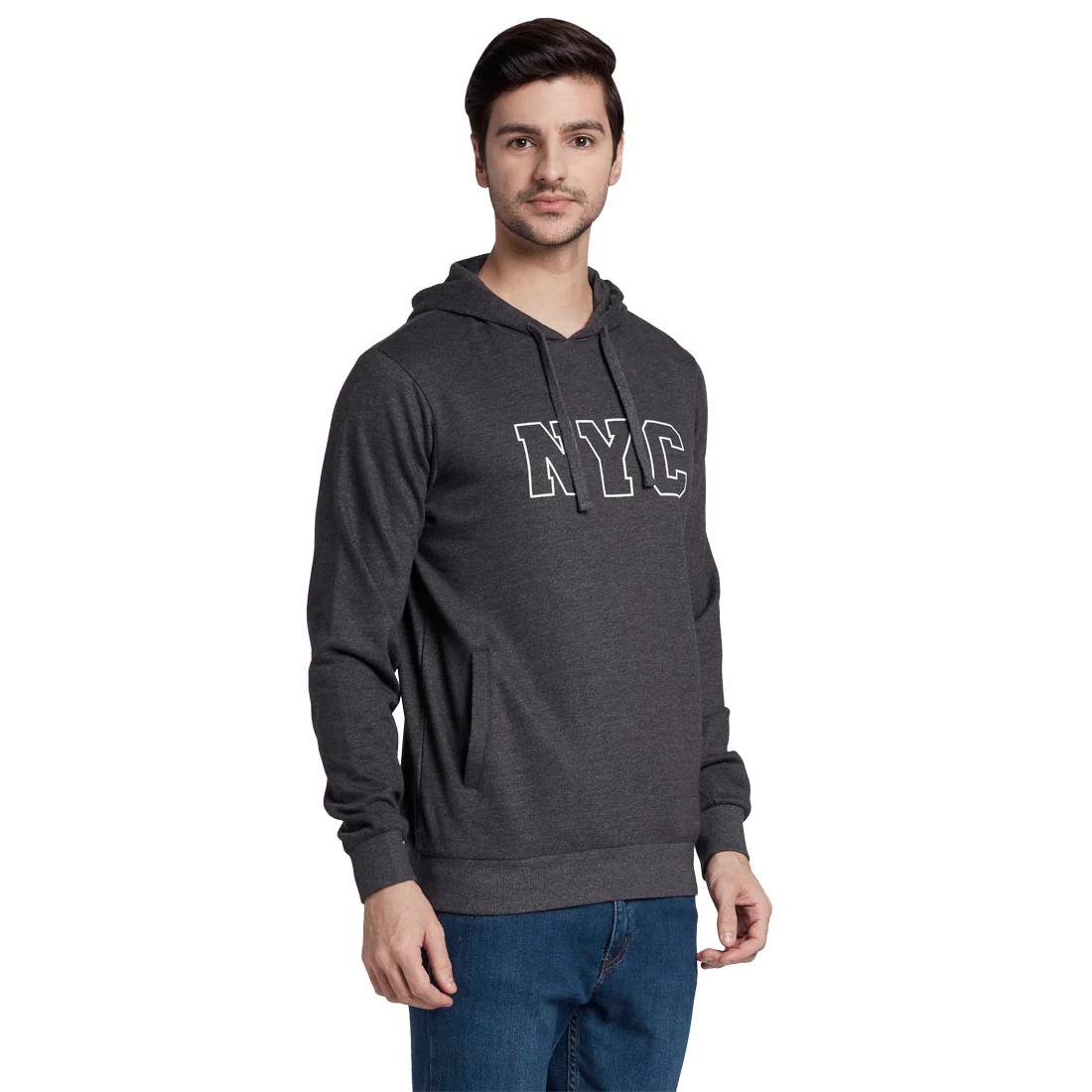 Men Grey Regular Fit Print Cotton Polyester Blend Sweatshirts - Image 2