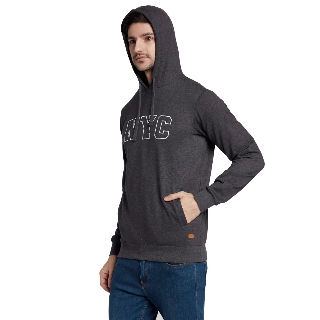 Men Grey Regular Fit Print Cotton Polyester Blend Sweatshirts - Image 3