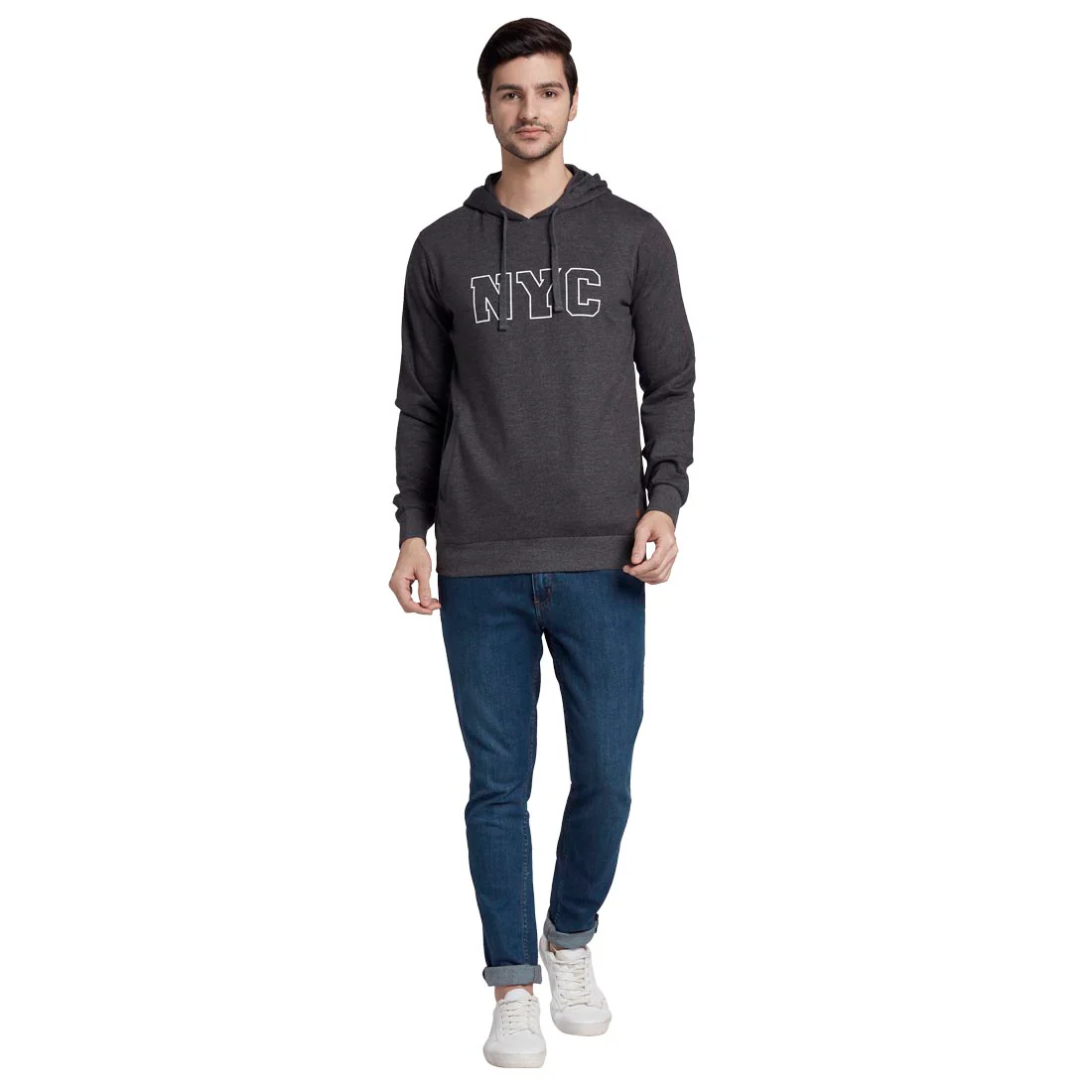 Men Grey Regular Fit Print Cotton Polyester Blend Sweatshirts - Image 5
