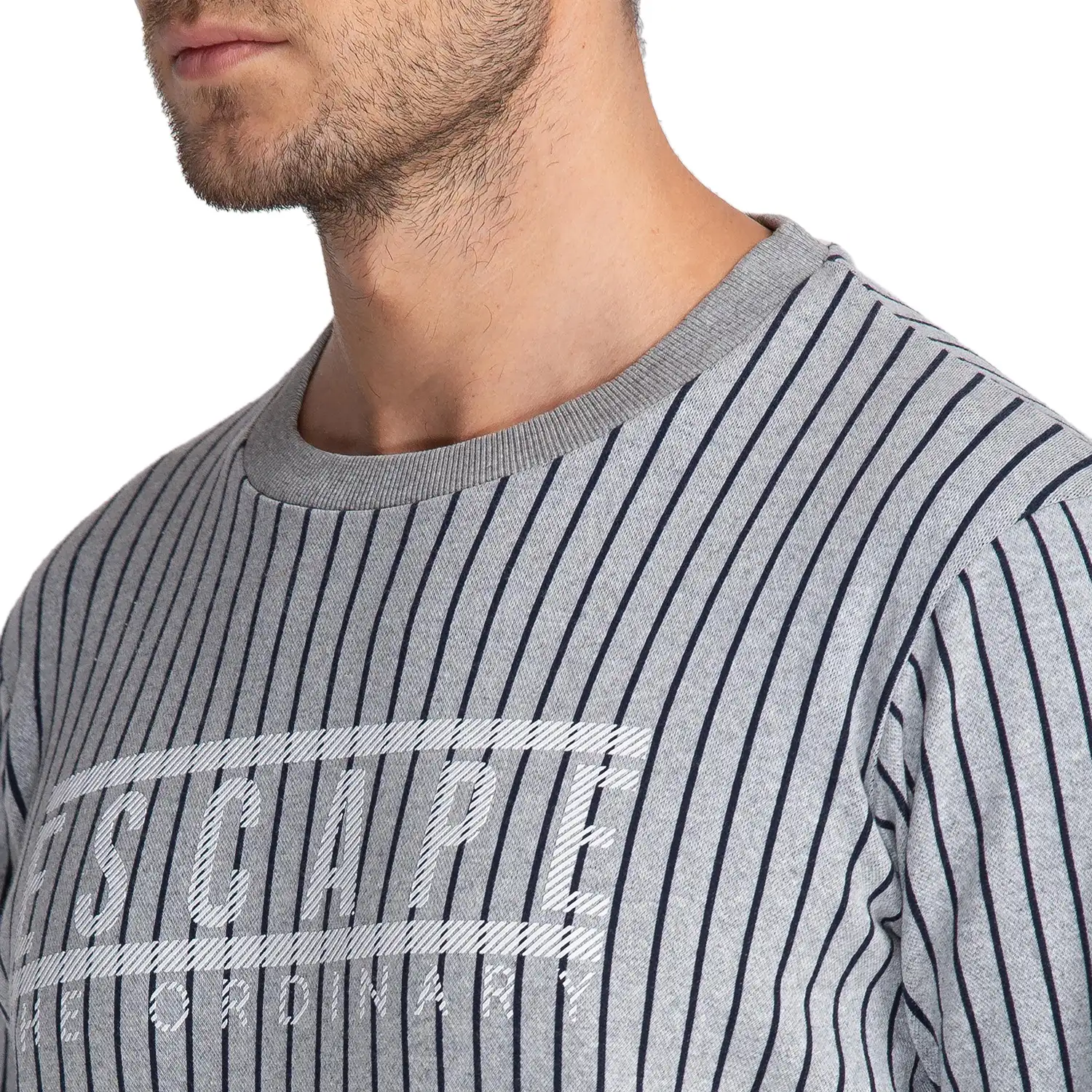 Men Grey Regular Fit Print Cotton Polyester Blend Sweatshirts - Image 6