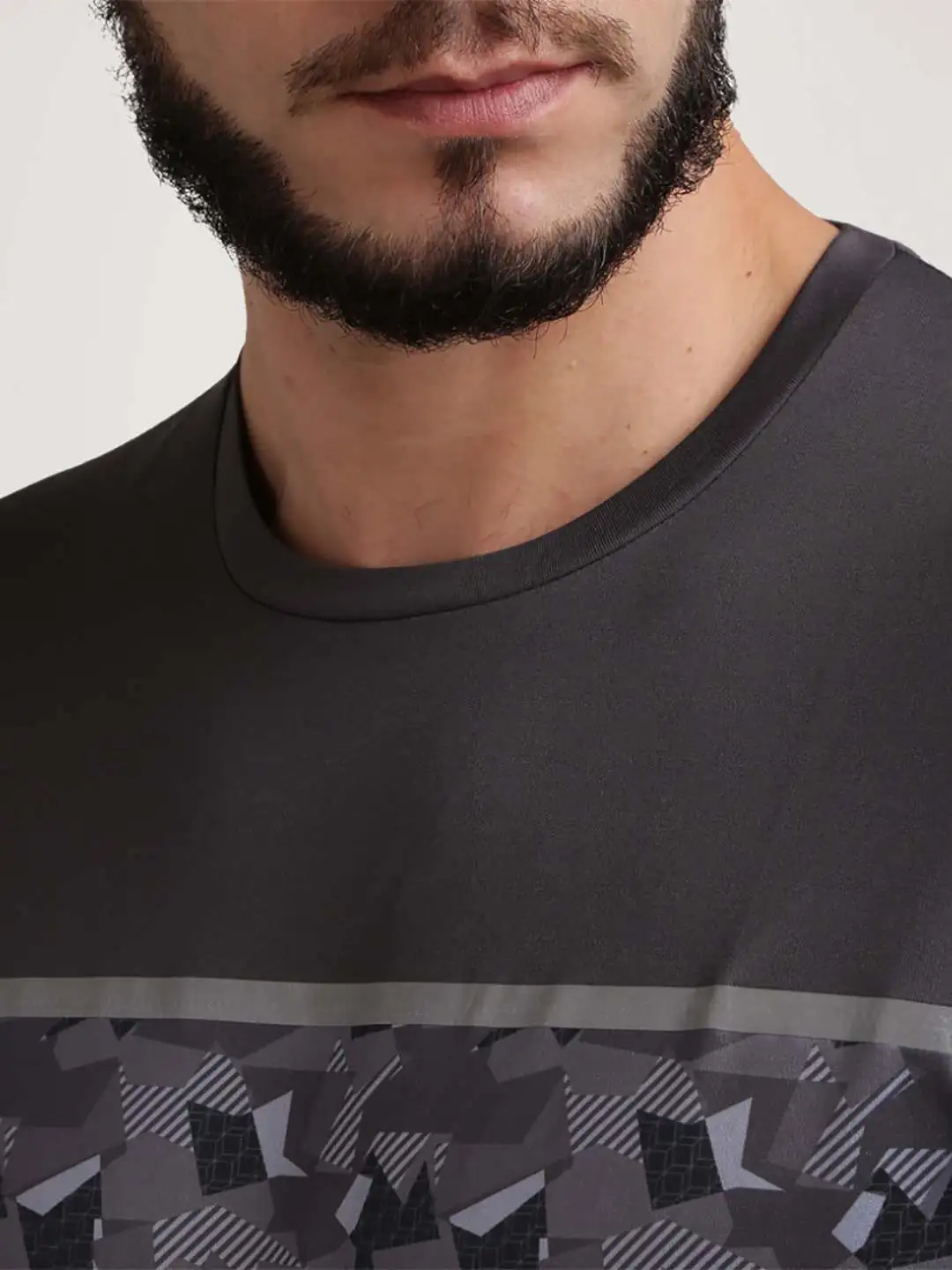 Men Grey Regular Fit Print Polyester T-Shirt - Image 2