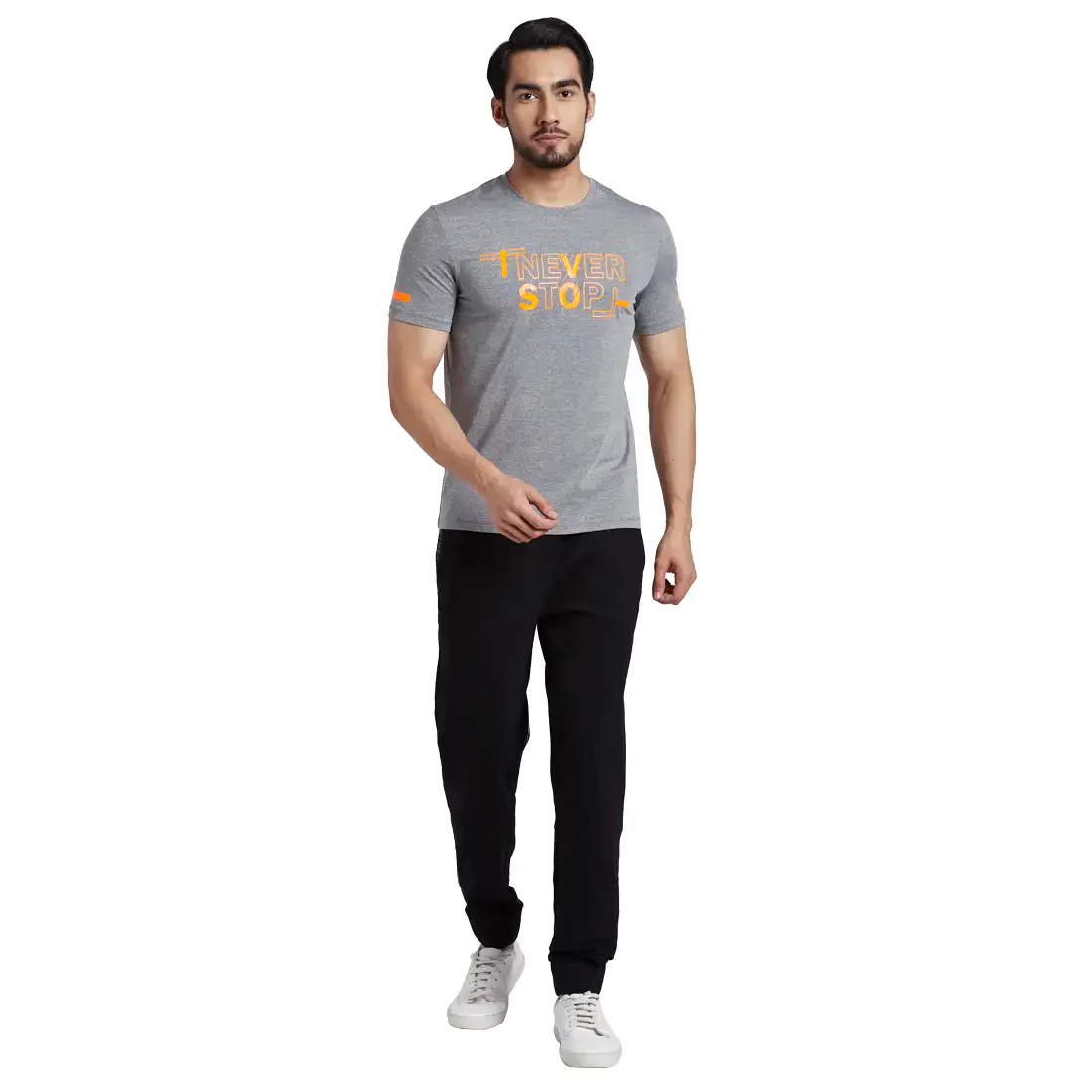 Men Grey Regular Fit Printed Graphic Polyester T-Shirt - Image 5