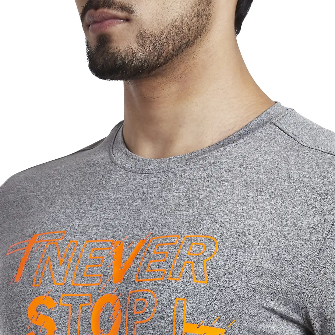 Men Grey Regular Fit Printed Graphic Polyester T-Shirt - Image 6
