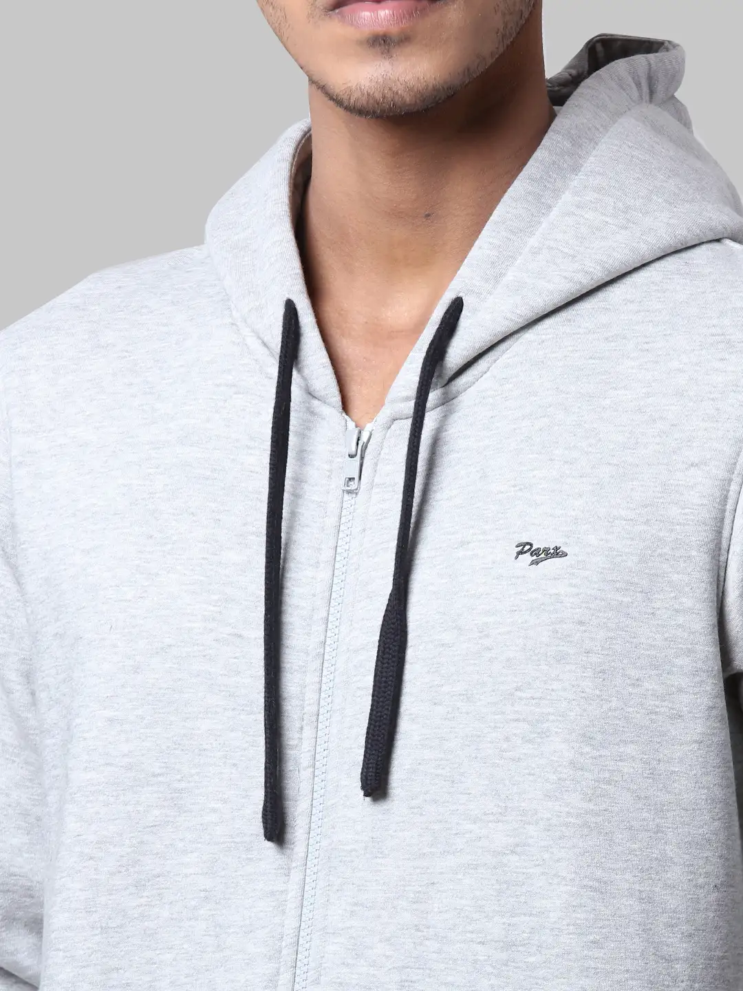 Men Grey Regular Fit Solid Cotton Polyester Blend Sweatshirts - Image 6