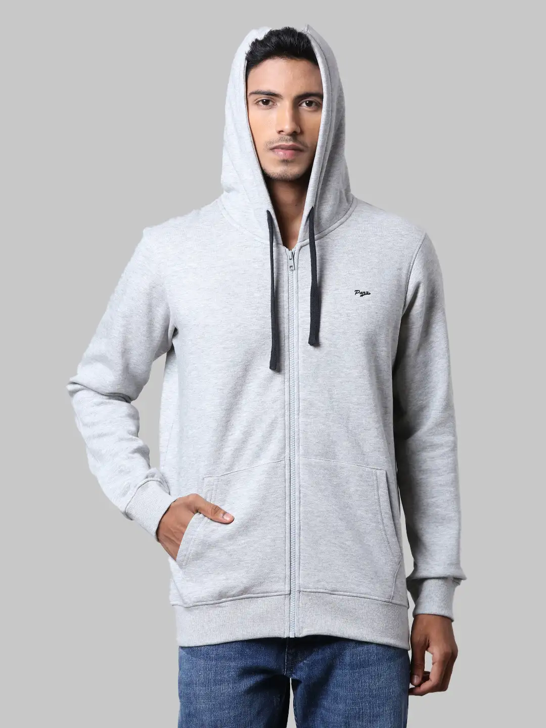 Men Grey Regular Fit Solid Cotton Polyester Blend Sweatshirts - Image 8