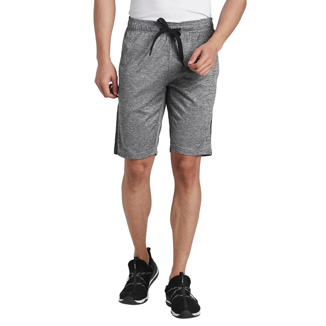 Men Grey Regular Fit Solid Polyester Shorts