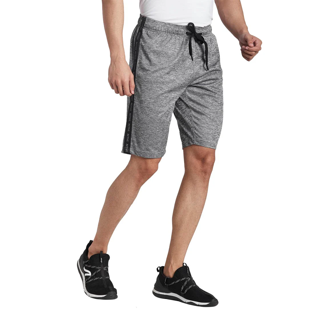 Men Grey Regular Fit Solid Polyester Shorts - Image 2